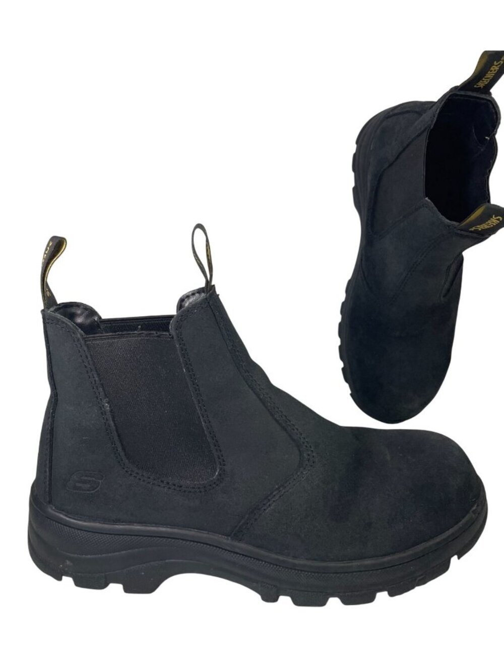 Skechers Womens Workshire-Jannit Comp Toe Work Boots 9 Black Chelsea Minimalist